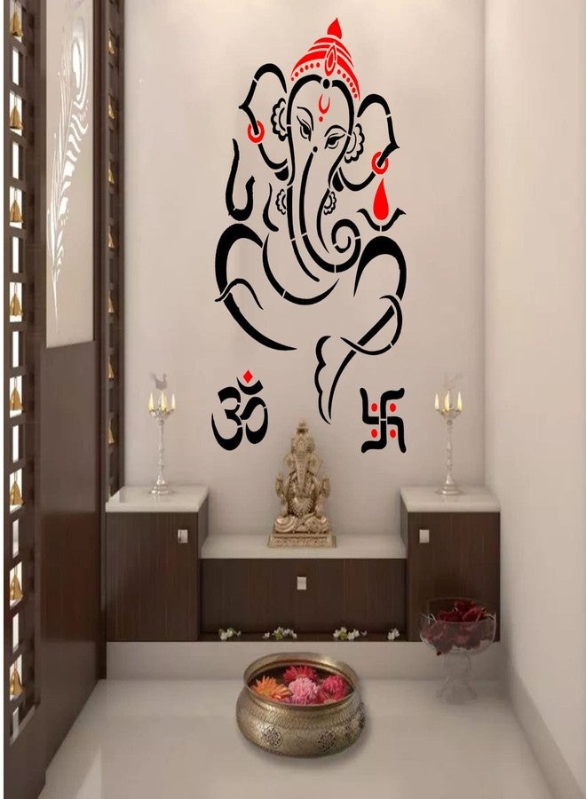 ARandNJ قوالب رسم جدارية من ARandNJ (مقاس 24 × 40 بوصة) - تصميم ديني - أوم غانيشا - تصميم قابل لإعادة الاستخدام - مثالي لغرفة الصلاة والمدخل والمكتب - Image 4